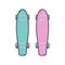 Longboard cruisers. Vector illustration in flat style.