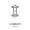Longboard outline vector icon. Thin line black longboard icon, flat vector simple element illustration from editable transport