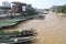 Longboats along canal river