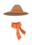 Longedged Brown Hat with Long Orange Stripe Vector