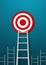 Longest white ladder and aiming high to goal target