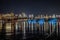 Longfellow Bridge with the background of the cityscape of Boston during nighttime