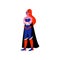 Longhaired Young Woman in Bright Superhero Costume, Beautiful Super Girl Character Standing with Folded Hands Vector