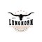 LongHorn Animal Logo Design, Farm Retro Vintage Horn Minimalist Simple Template Illustration