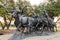 Longhorn cattle drive statue in Fort Worth, Tx, USA