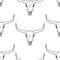 Longhorn skull seamless pattern white background. Bull skull head with horns