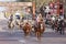 Longhorns cattle drive at the Fort Worth Stockyards.