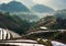 Longji rice terraces in a misty morning with the sun rise