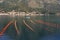 Longline culture mussel farm. Montenegro, Adriatic Sea, Bay of Kotor