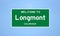 Longmont, Colorado city limit sign. Town sign from the USA.