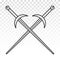 Longsword / crossed of long sword line art icon for apps or website