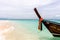 Longtail boat boat at the stunning Bamboo Island close to Koh Phi Phi in Thailand