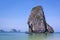 Longtail boat passing koh poda from railay beach krabi