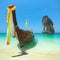 Longtail boat at the tropical beach of Poda island