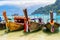 Longtail boats in tropical beach in Phi-Phi island, Thailand