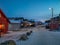 Longyearbyen town in the polar night noon