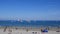 Looe Beach July 5 2019, Looe Lugger Regatta boats anchored of the beach