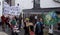 Looe, Cornwall, UK, February 16, 2019. Mixed group of `Extinction Rebellion` protesters, marching through the Cornish town of Looe