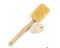 Loofah scrub brush body with long handles on white background