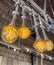 Look above the beautiful lamps and lanterns on the vintage ceiling, pretty interior
