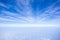 Look through aircraft window,image of white cloud and blue sky