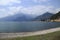 Look at bank promenade Gravedona in Lake Como in Italy