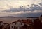 A look at glittering clouds rolling over KaÅŸ from a balcony - Turkey