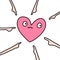 Look at him hand drawn vector illustration in doodle cartoon style heart symbol sad and anxious