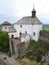 Look at inner courtyard of old castle from above