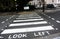 Look left. Zebra road crossing. Belgravia. London. UK