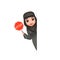 Look out corner protest fight for equal rights stop sign arabe tradicional female clothing hijab abaya 3d cute cartoon