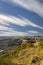 Look-out with Millau Viaduct across gorge valley of Tarn River, Aveyron Departement, France