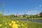 Look at the parish church of Saint Laurentius with buttercups