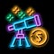 look at telescope money neon glow icon illustration