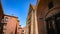 A Look At The Walls, Entrance And Roof Of An Ancient Brick Christian Church In Bruges, Belgium