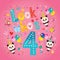 Look who`s four - fourth birthday card