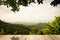 Look at the wide beautiful view forest in far of mountain,Thailand from near top wood