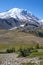 Looking across alpine meadows to Mount Rainier from Fremont Trail