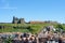 Looking across to Whitby Abbey over town