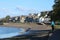 Looking at Arnside sea front, promenade, Cumbria