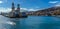 Looking back to the port of Santa Cruz, Tenerife as the ship sails away