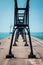 Looking down the catwalk at the pier in South Haven Michigan