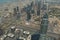 Looking down over the Dubai cityscape from the top of the Burj Khalifa in Dubai