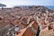 Looking down over the red tiles roofs of Dubrovnik. UNESCO World Heritage Site.