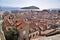 Looking down over the red tiles roofs of Dubrovnik. UNESCO World Heritage Site.