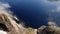 Looking down from Preikestolen Pulpit Rock to the Lysefjord in Norway in autumn