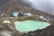 Looking down from the red crater summit on the Tongariro Crossing, North Island, New Zealand