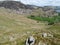 Looking down by rocks into Glenridding valley, Lake District