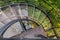 Looking Down on Spiral Metal Staircase