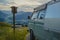 Looking down towards Kitzbuhel aki area and other mountains from the high Kitzbuheler horn on a sunny summer day with a vintage